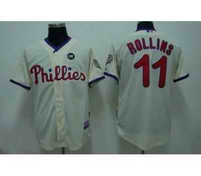 Phillies 11 Jimmy Rollins cream Jerseys