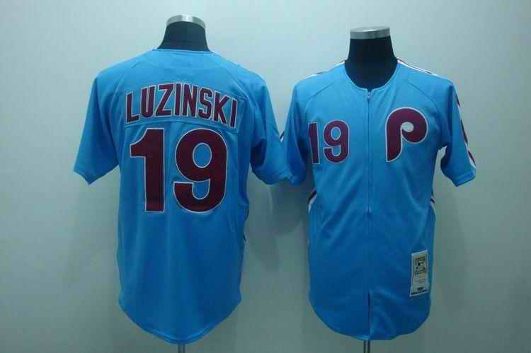 Phillies 19 Luzinski m&n blue Jerseys