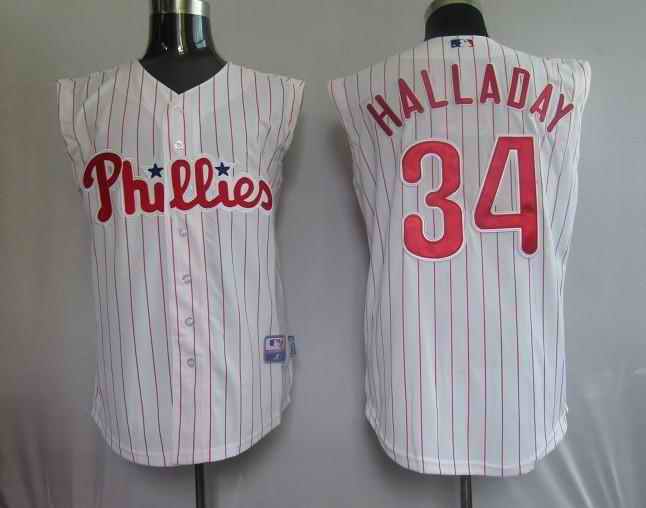Phillies 34 Halladay white Sleeveless Jerseys