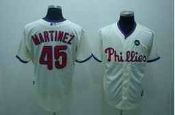 Phillies 45 Pedro Martinez cream Jerseys