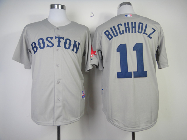 Red Sox 11 Buchholz Grey Cool Base Jerseys