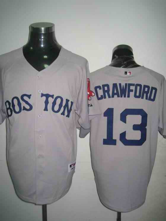 Red Sox 13 Crawford Grey Jerseys