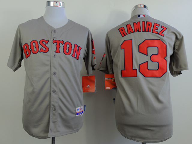 Red Sox 13 Ramirez Grey Cool Base Jerseys