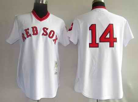 Red Sox 14 Rice White M&N Jerseys