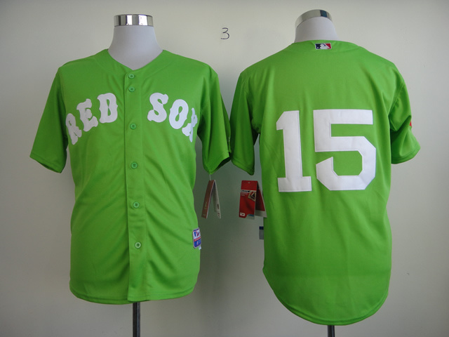 Red Sox 15 Dustin Pedroia Green Cool Base Jerseys