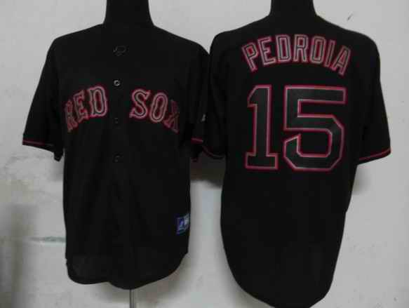 Red Sox 15 Pedroia Black Fashion jerseys
