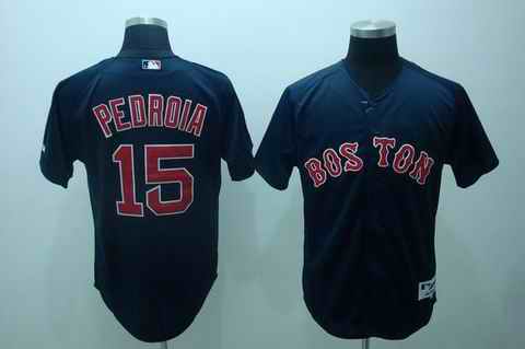 Red Sox 15 Pedroia Dark Blue Jerseys