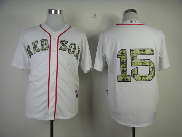 Red Sox 15 Pedroia White camo number Jerseys