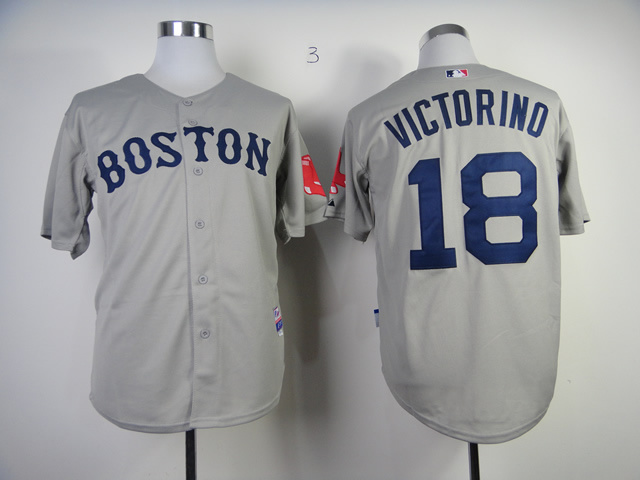 Red Sox 18 Victorino Grey Cool Base Jerseys