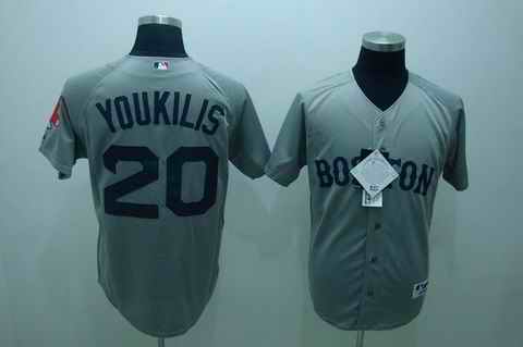 Red Sox 20 Youkilis Grey Jerseys