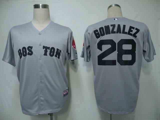 Red Sox 28 Gonzalez Grey Jerseys