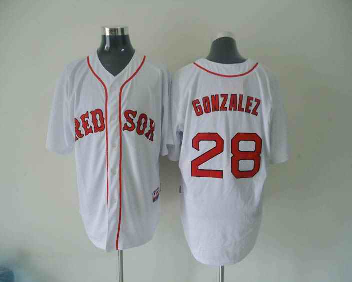 Red Sox 28 Gonzalez Whtie Red Name Jerseys