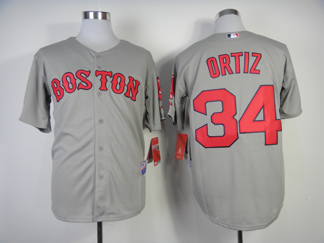 Red Sox 34 Ortiz Grey 2014 Cool Base Jerseys