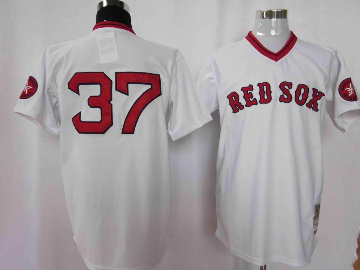 Red Sox 37 White M&N Jerseys