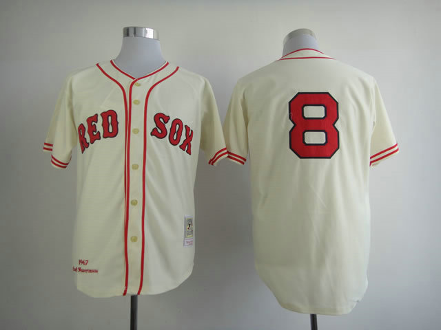 Red Sox 8 Carl Yastrzemski Cream Jerseys