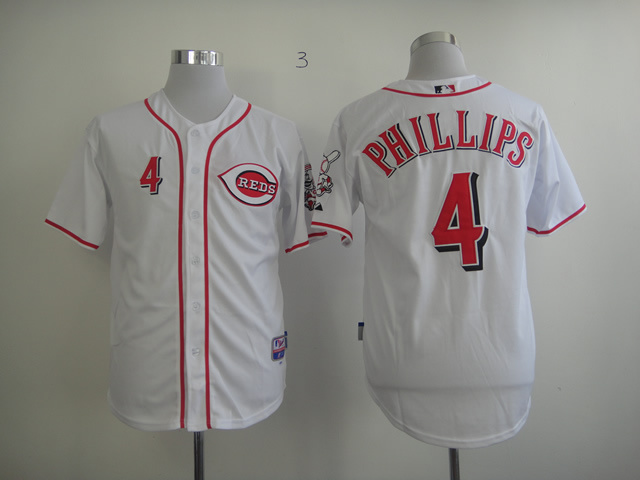 Reds 4 Phillips White Cool Base Jerseys