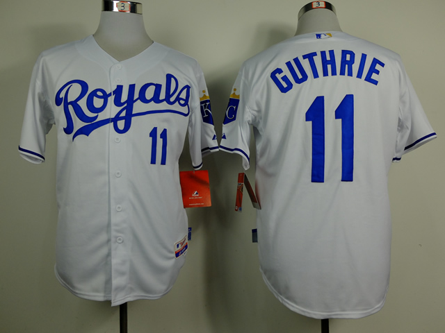 Royals 11 Guthrie White Cool Base Jerseys