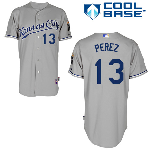 Royals 13 Perez Grey Cool Base Jerseys