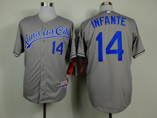 Royals 14 Infante Grey Cool Base Jerseys