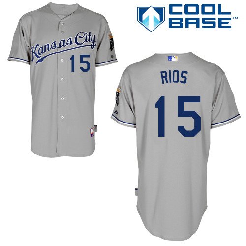 Royals 15 Rios Grey Cool Base Jerseys