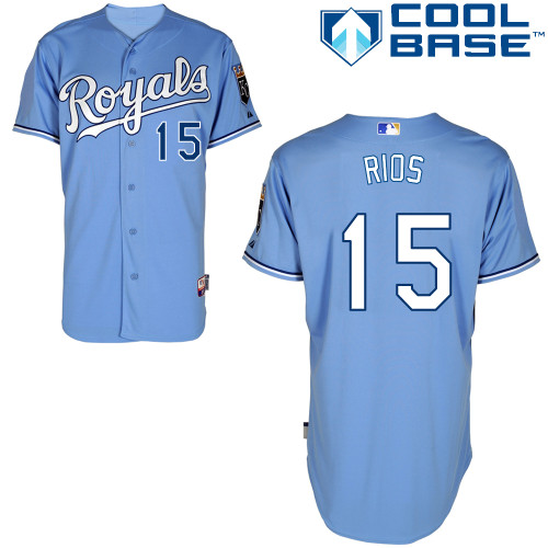 Royals 15 Rios Light Blue Cool Base Jerseys