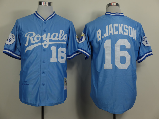 Royals 16 B.Jackson Blue 1987 Throwback Jerseys