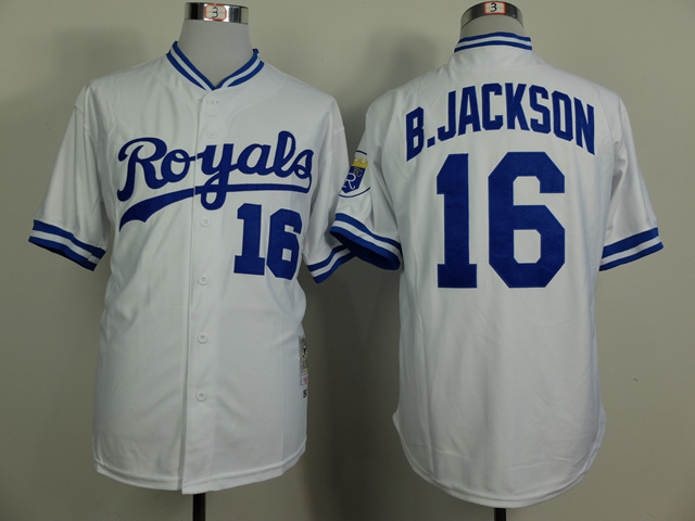 Royals 16 B.Jackson White Throwback Jerseys
