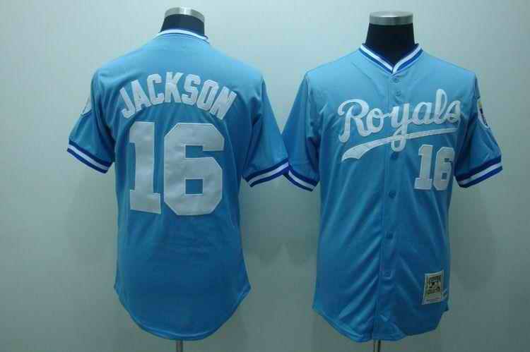 Royals 16 Jackson m&n blue Jerseys