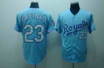 Royals 23 Greinke light blue Jerseys