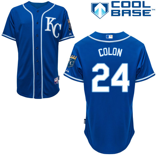 Royals 24 Colon Blue Alternate 2 Cool Base Jerseys
