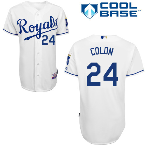 Royals 24 Colon White Cool Base Jerseys