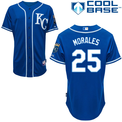 Royals 25 Morales Blue Alternate 2 Cool Base Jerseys