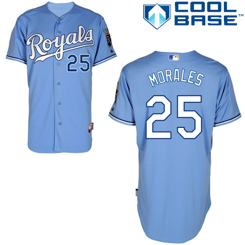 Royals 25 Morales Light Blue Cool Base Jerseys