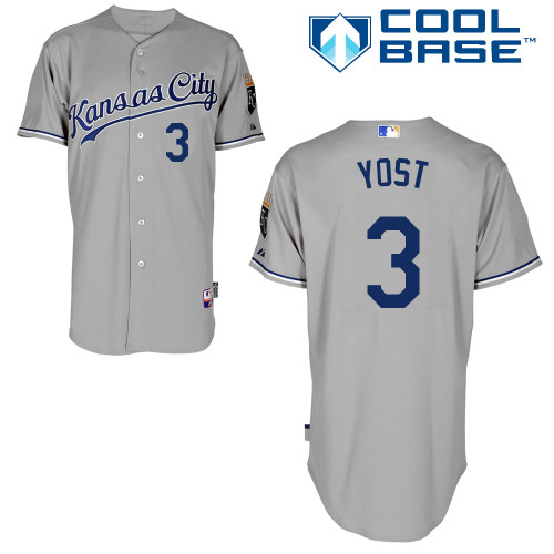 Royals 3 Yost Grey Cool Base Jerseys