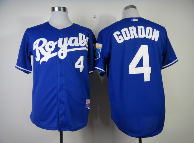 Royals 4 Gordon Blue Cool Base Jerseys