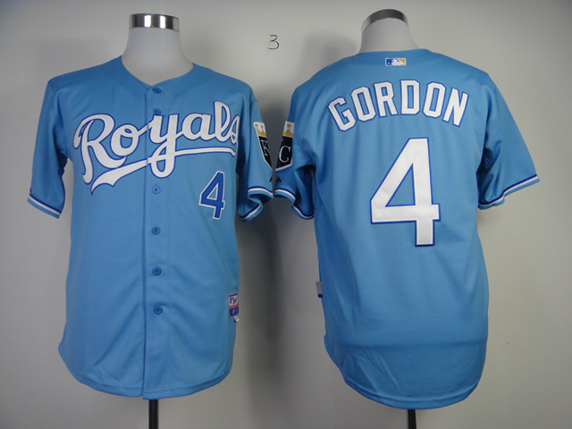 Royals 4 Gordon Light Blue Cool Base Jerseys