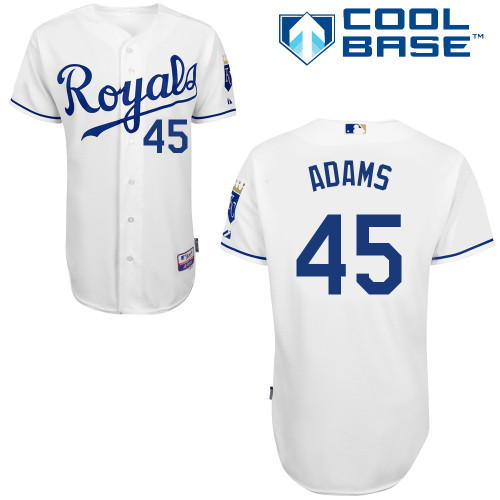 Royals 45 Adams White Cool Base Jerseys