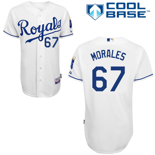 Royals 67 Morales White Cool Base Jerseys