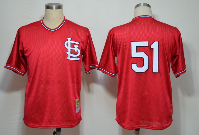 St. Louis Cardinals 51 Willie McGee Red M&N 1985 Jerseys