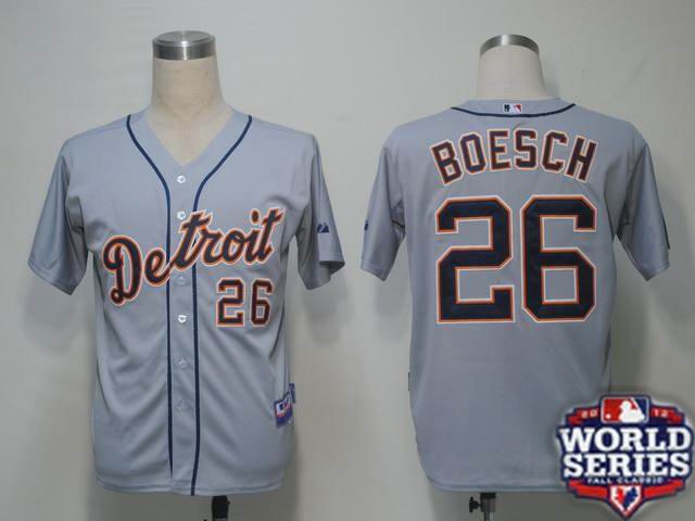 Tigers 26 Boesch Grey 2012 World Series Jerseys