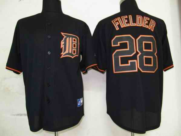 Tigers 28 FIELDER Black Fashion jerseys