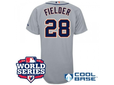 Tigers 28 Fielder Grey 2012 World Series Jerseys