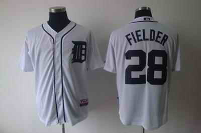 Tigers 28 Fielder white Jerseys
