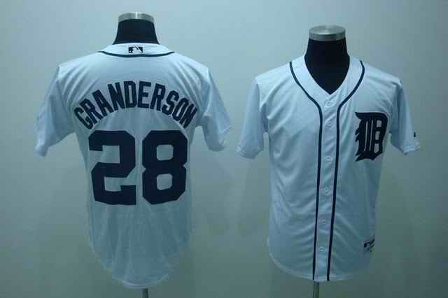 Tigers 28 Granderson White Jerseys