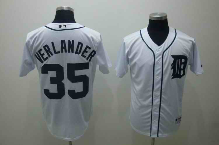Tigers 35 Verlander White Jerseys