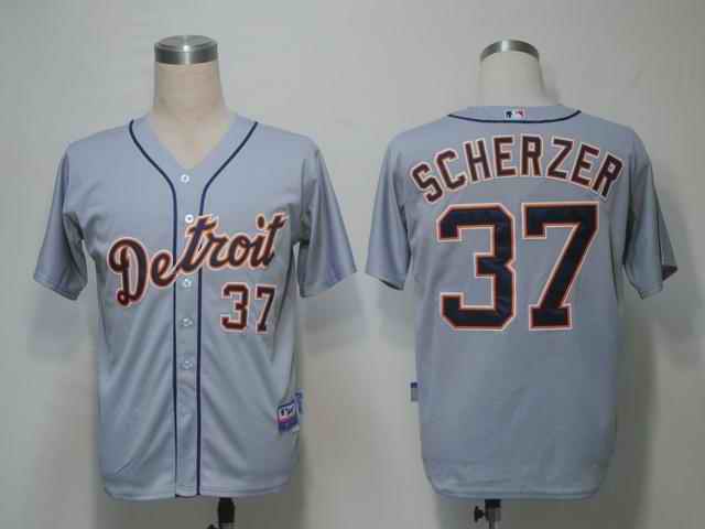 Tigers 37 Scherzer Grey Jerseys