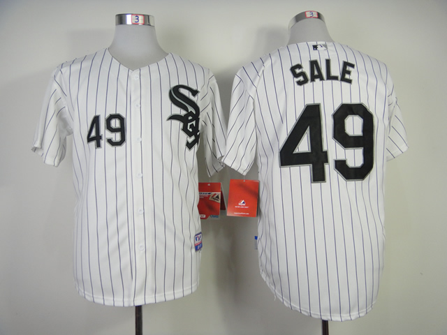 White Sox 49 Sale White Black Stripe Jerseys