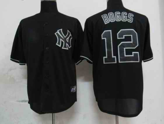 Yankees 12 Boggs Black Fashion Jerseys