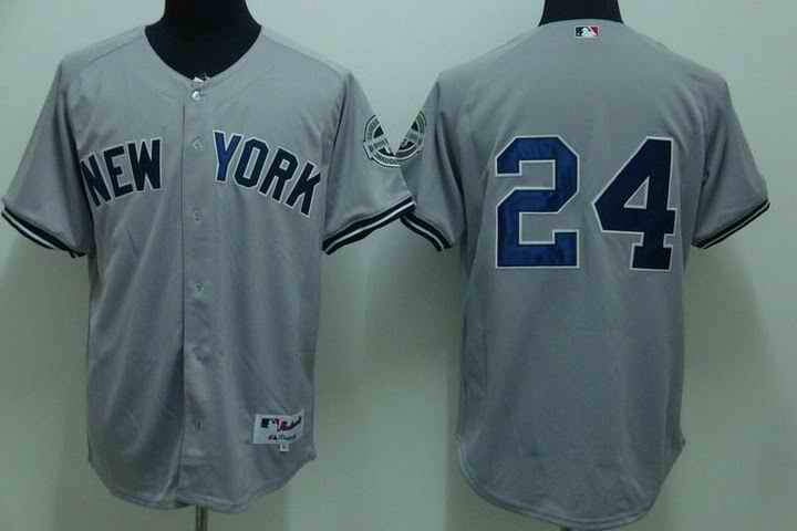 Yankees 24 Cano grey (2009 logo) Jerseys