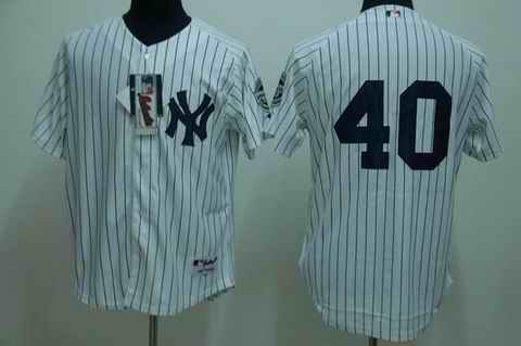 Yankees 40 Wang white (2009 logo) Jerseys